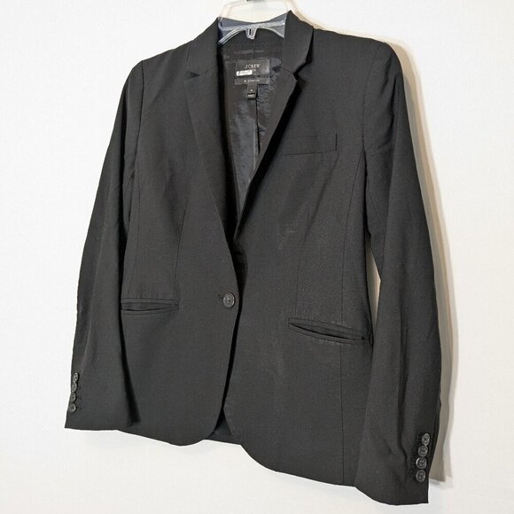 J. CREW Tollegno 1900 Bi Stretch Black Wool Blazer; Lined; Single Breast; Size 4 - Picture 2 of 7